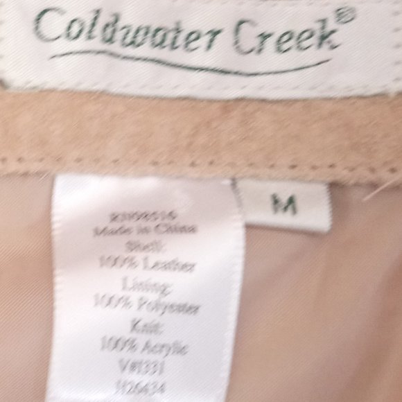 COLDWATER CREEK Beige Leather Zip Up Jacket Coat M - Picture 5 of 5